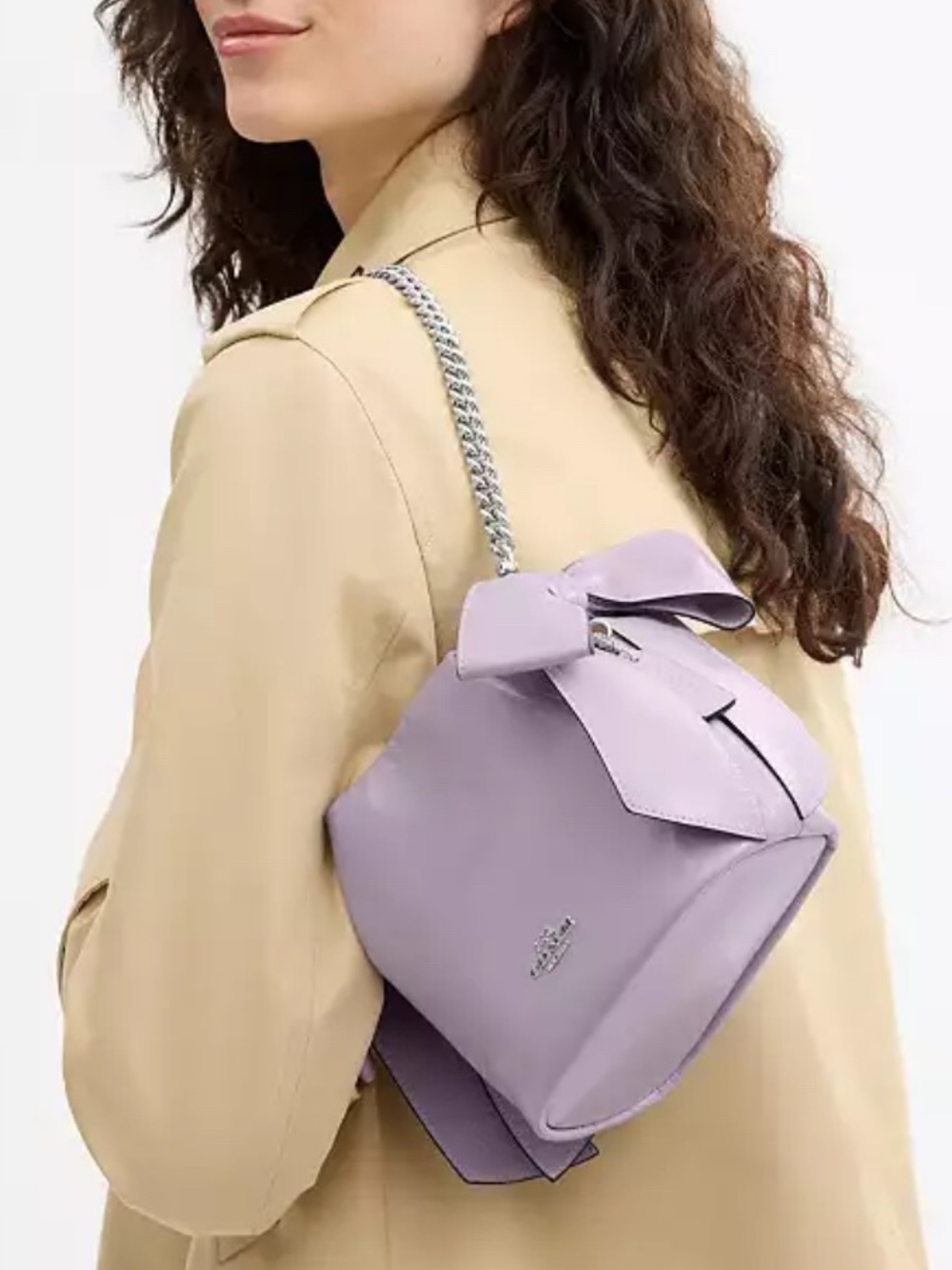 NWT🎀Coach Faye Mini Drawstring Bag
With Bows Light Amethyst Purple Chain CEL03 - Picture 7 of 8